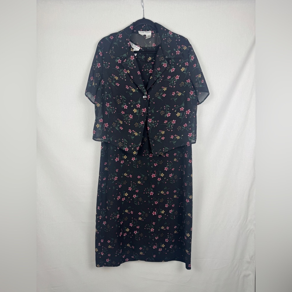 Betsy Lauren Floral Black Dress with Jacket